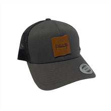 Load image into Gallery viewer, Trucker Hat with Leather Rockface and Pictograph Patch