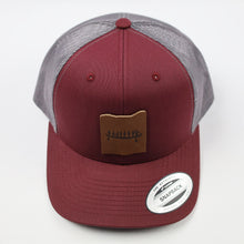Load image into Gallery viewer, Trucker Hat with Leather Rockface and Pictograph Patch