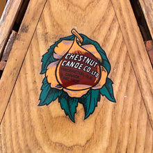 Load image into Gallery viewer, Chestnut canoe decal on a canoe deck