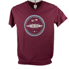 Load image into Gallery viewer, The Canoe Tee - Wine with White &amp; Blue Print
