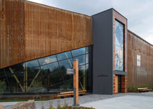 Load image into Gallery viewer, Canoe Museum Postcard Front of the Building
