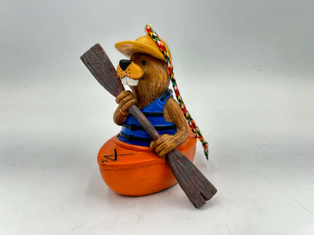 Buddy the Beaver Kayaking Ornament