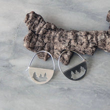 Load image into Gallery viewer, Half-moon Hoop Earrings with Pine - Olive Cedar
