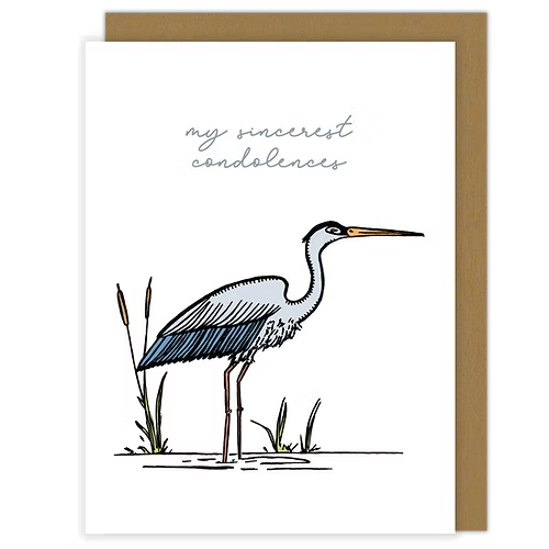 Jenna's Doodles - Condolences Heron Card