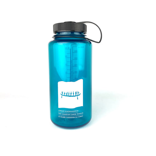 Trout coloured Nalgene water bottle with new Canoe Museum Pictograph logo