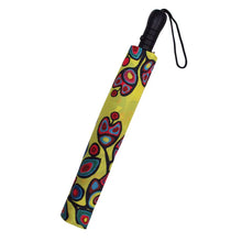 Load image into Gallery viewer, Norval Morrisseau - Floral on Yellow Collapsible Umbrella
