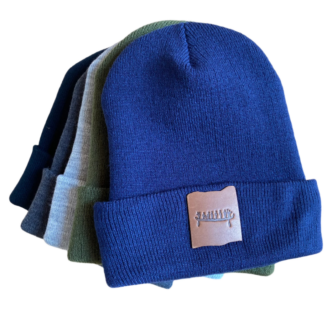 Toque with Leather Rockface and Pictograph Patch