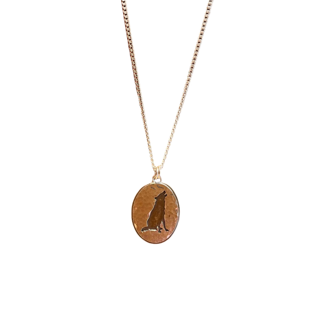 Wolf Necklace (Hammered)