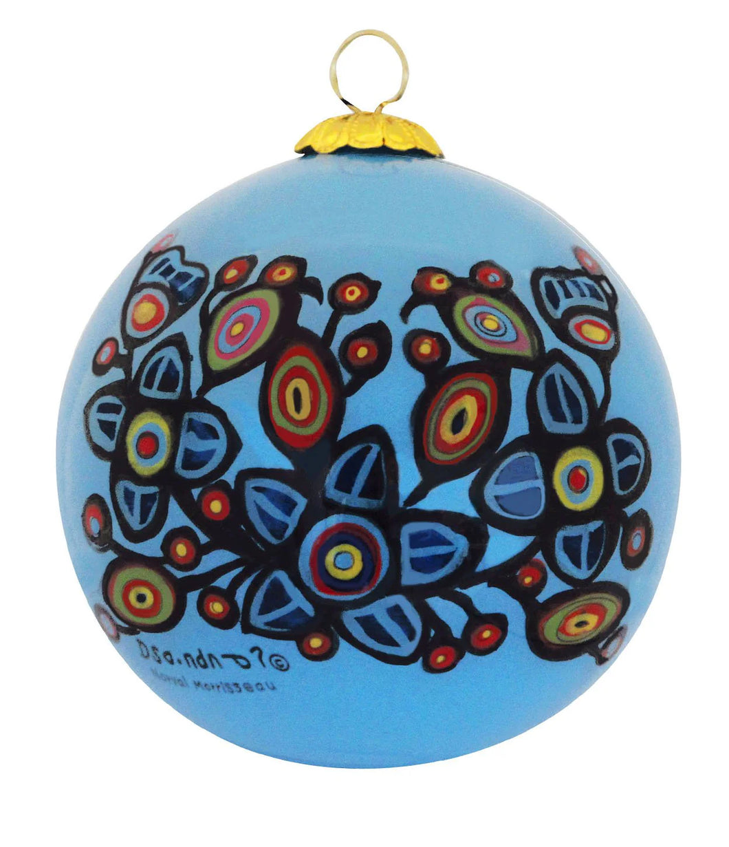 Norval Morrisseau - Flowers and Birds Glass Ornament