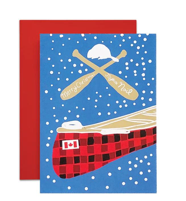 Plaid Canoe Christmas Card