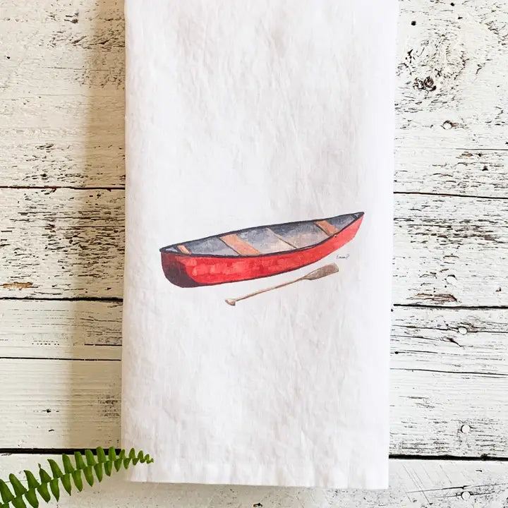 Red Canoe French Linen Tea Towel