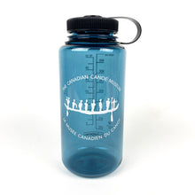 Load image into Gallery viewer, Blue Nalgene bottle with Canoe Museum logo
