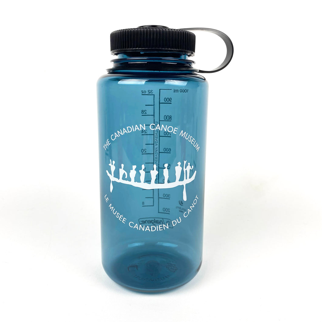 Blue Nalgene bottle with Canoe Museum logo