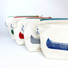 Load image into Gallery viewer, Hand Printed Medium Size Canoe Zipper Pouches - Organic Cotton
