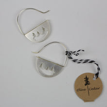 Load image into Gallery viewer, Half-moon Hoop Earrings with Pine - Olive Cedar
