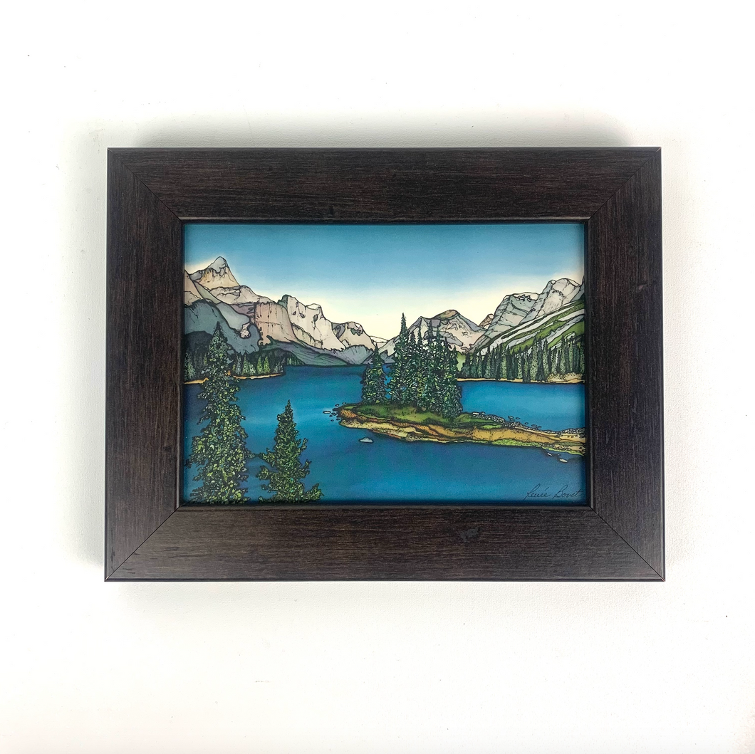 Lake & Mountains Wood Framed Print
