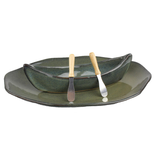 ceramic canoe dip bowl