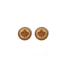 Load image into Gallery viewer, Mini Maple Leaf Bamboo Earrings
