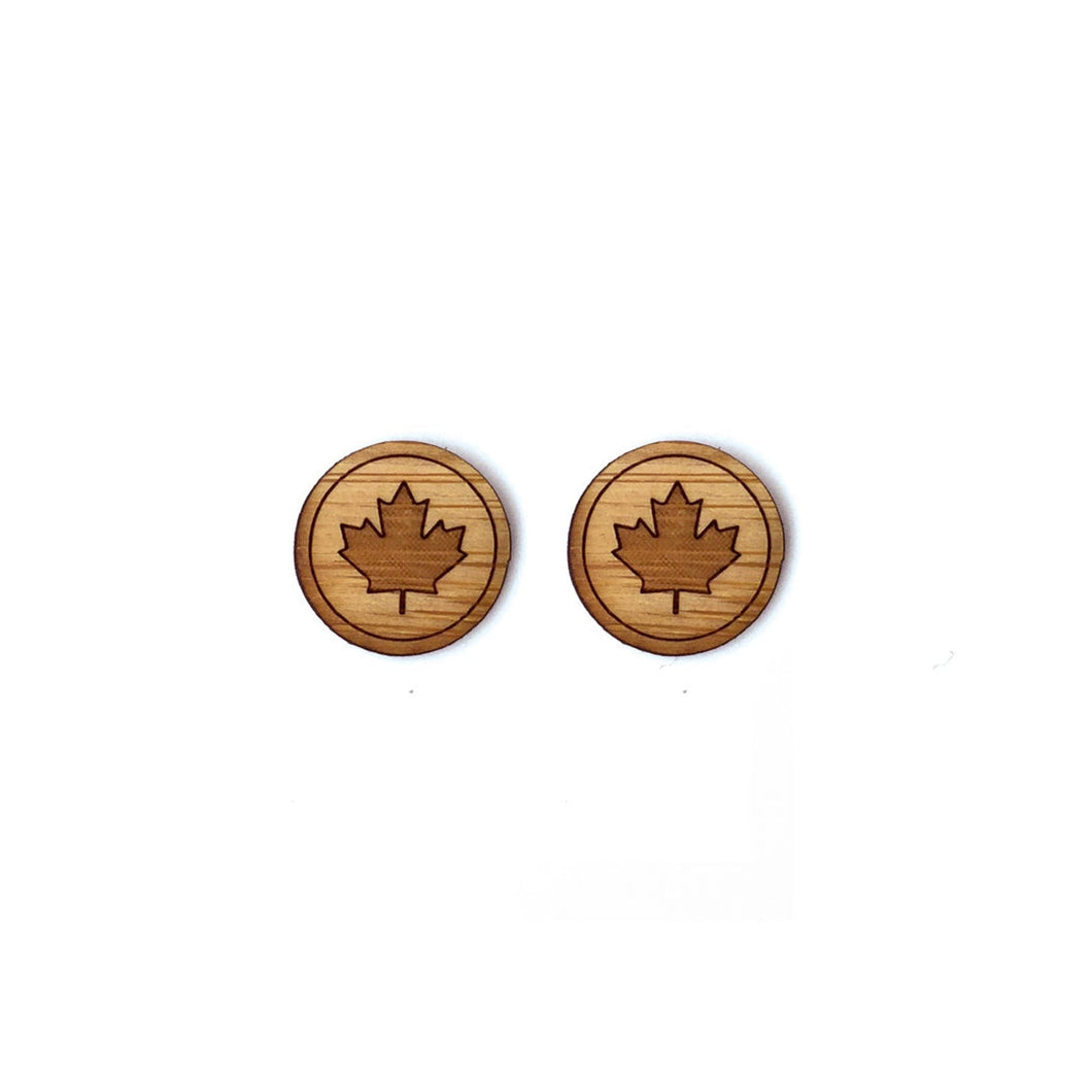 Mini Maple Leaf Bamboo Earrings