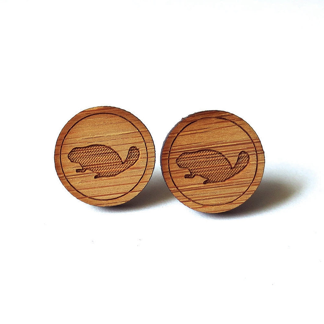 Mini Beaver Bamboo Earrings