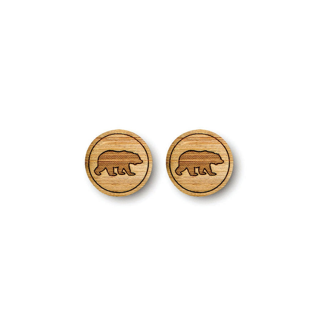 Medium Bear Bamboo Earrings