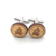Load image into Gallery viewer, Campfire Bamboo Cufflinks
